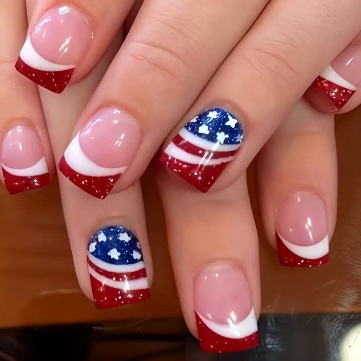 Patriotic Gel Nail Art Extensions Kalsten
