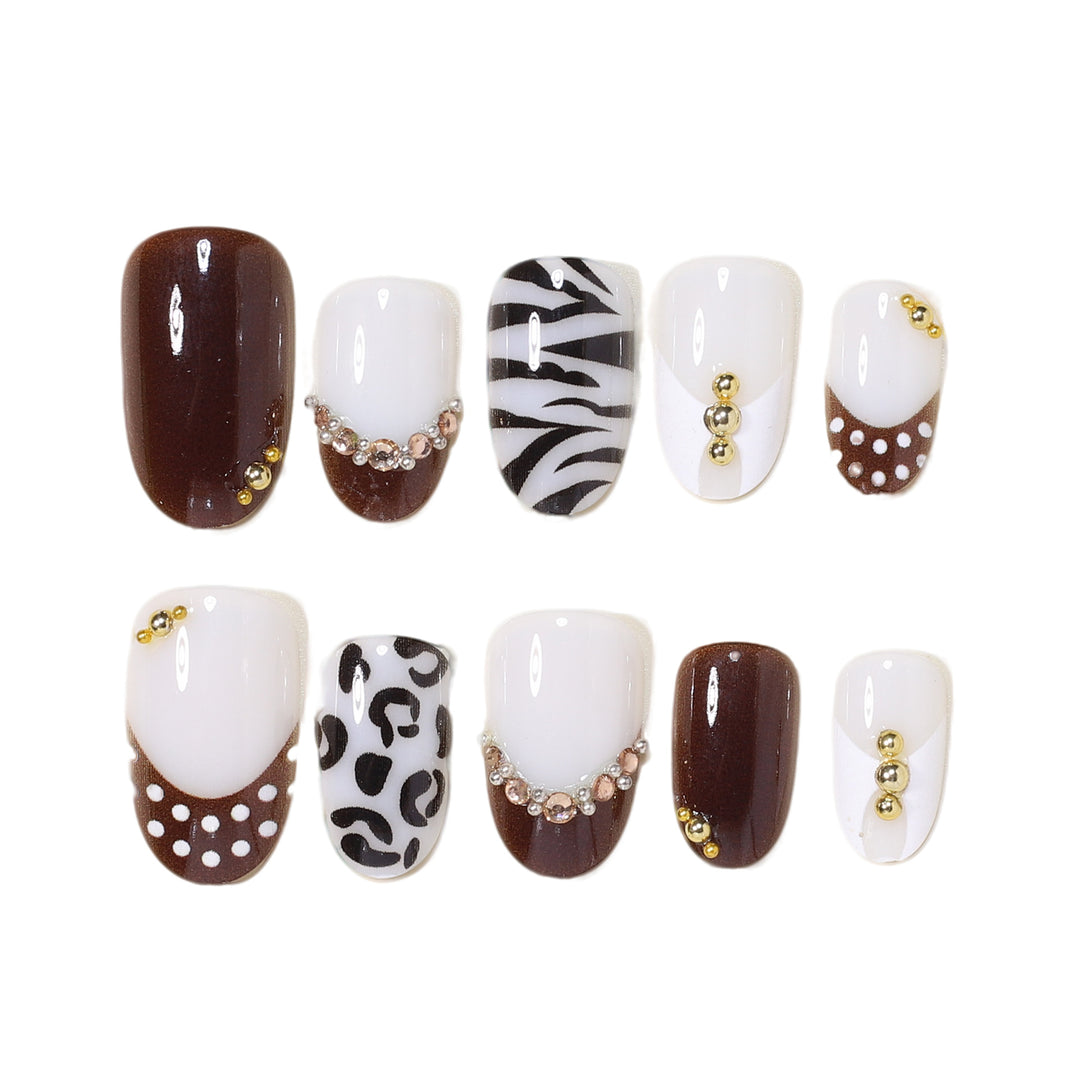 Artistic Nail Design Set with Gem Accents Kalsten
