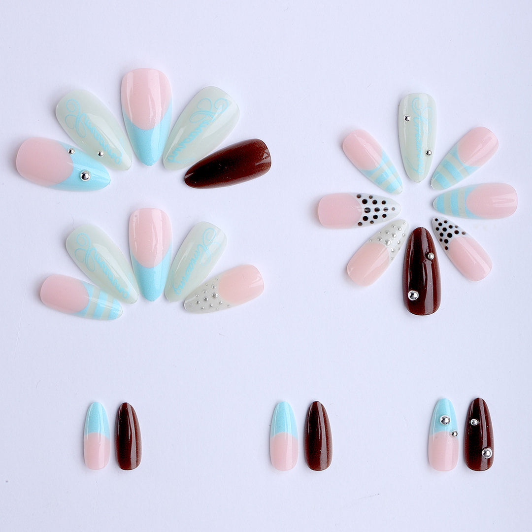 Artificial stiletto nails with glamorous applications Kalsten
