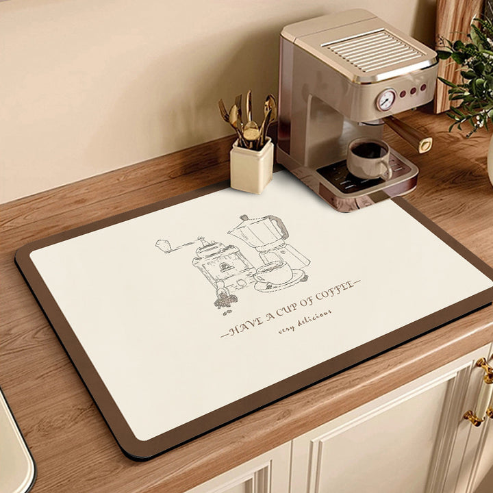 Coffee-Themed Kitchen Counter Mat