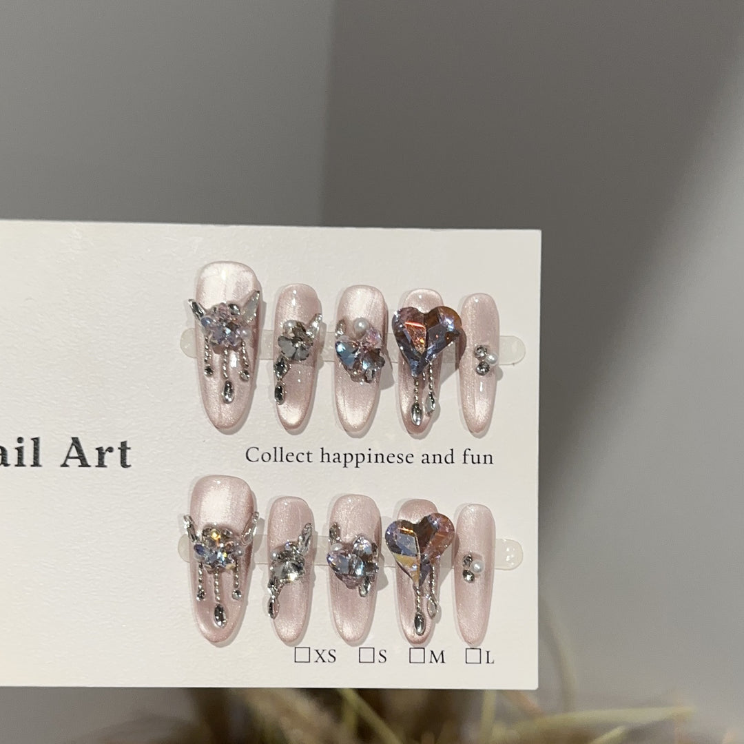 Glamorous Rhinestone Accented Press-On Nail Art Set
