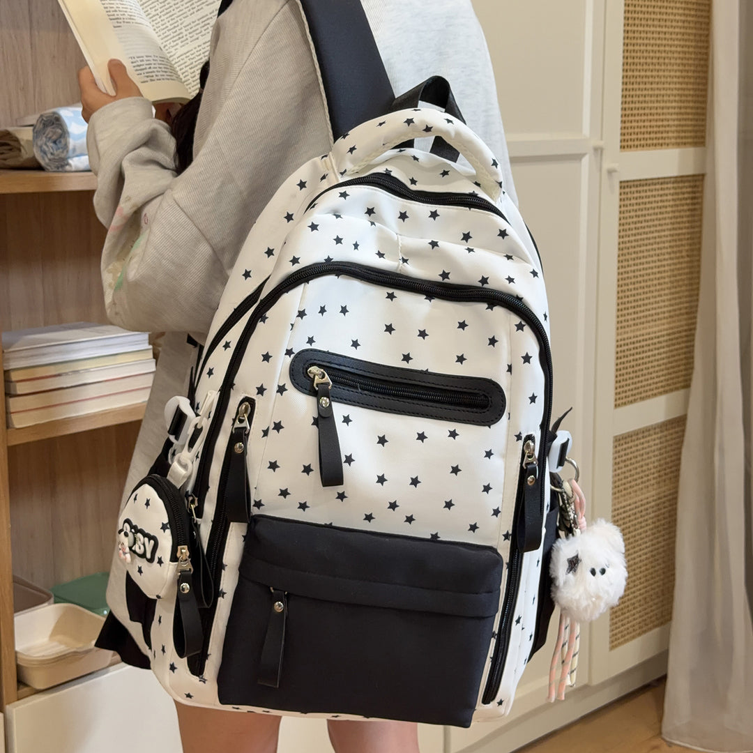 Backpack with Charming Star Applications and Practical Compartments Kalsten