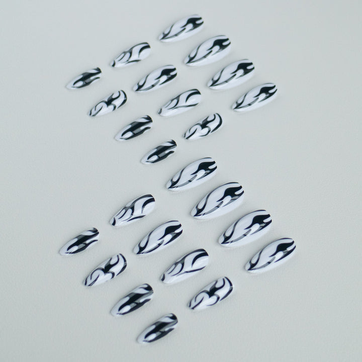 Artistic Flame-Inspired Stiletto Nail Art
