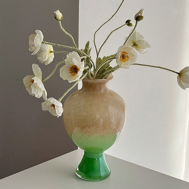 Decorative Handblown Ombre Bulb-on-Pedestal Glass Accent Vase Kalsten