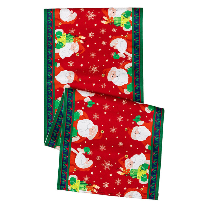 Table runner made of cotton blend fabric with a Christmas reindeer and star motif Kalsten
