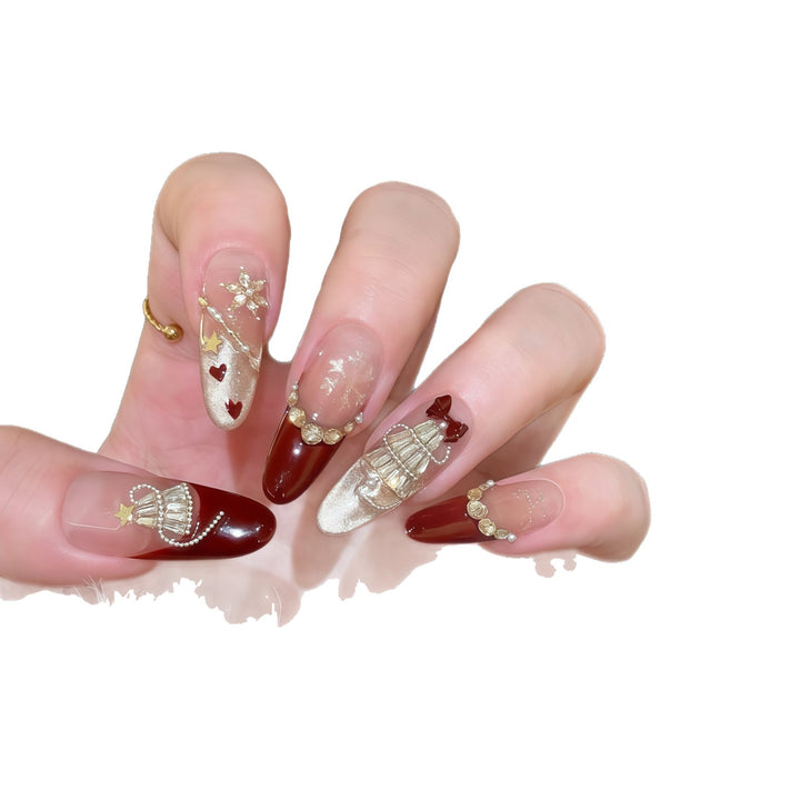 Artificial nail tips with festive glamour design Kalsten