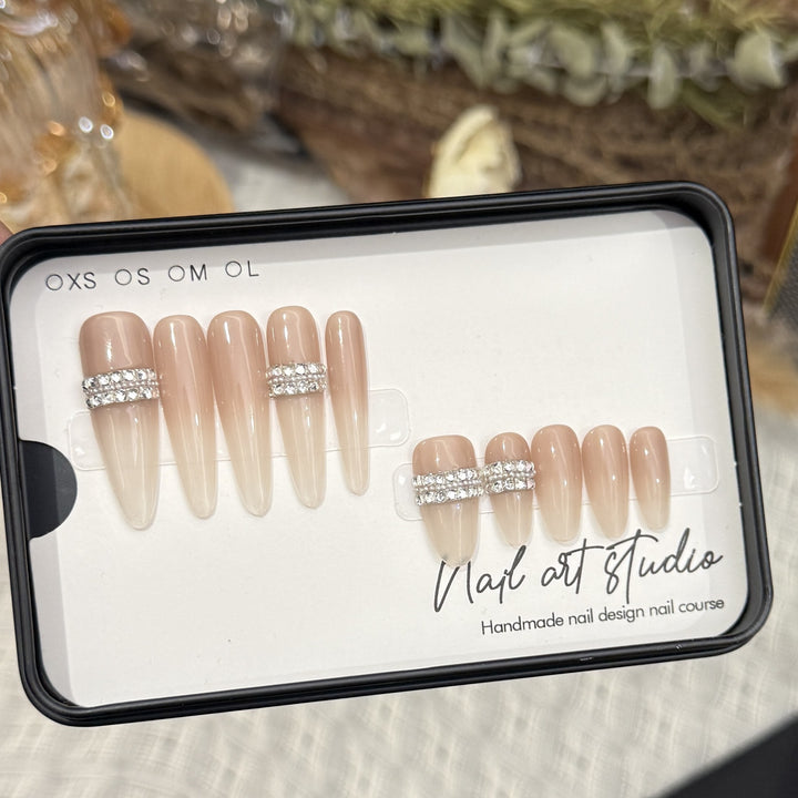 Stiletto Nail Art Tips with Rhinestone Accents Kalsten