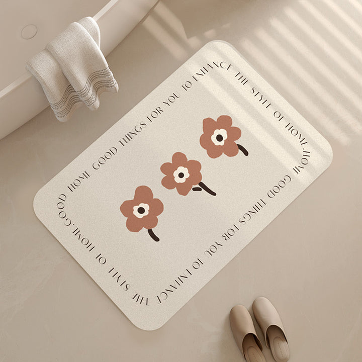 Artistic Floral Bathroom Mat Kalsten