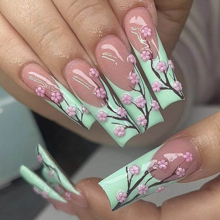 Floral Blossom Stiletto Press-On Nails Kalsten