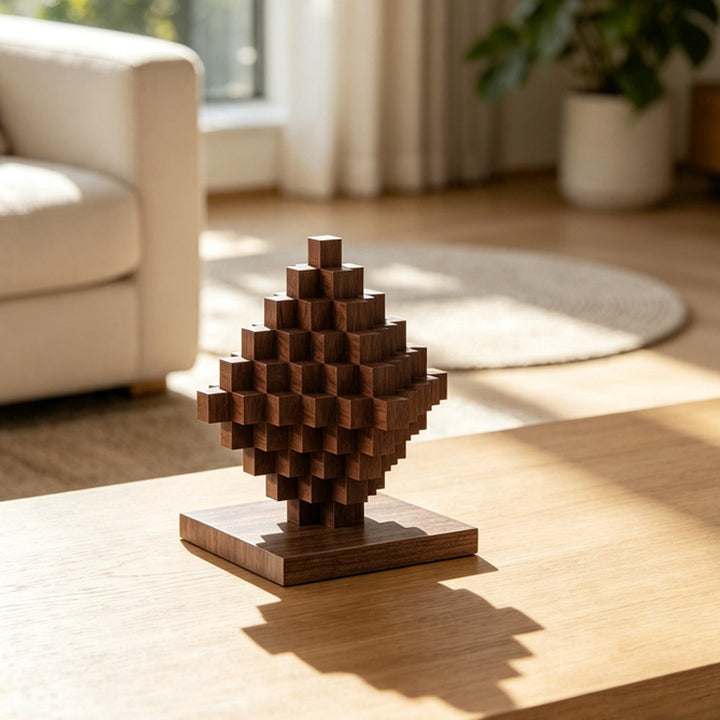 Artistic Geometric Wooden Sculpture