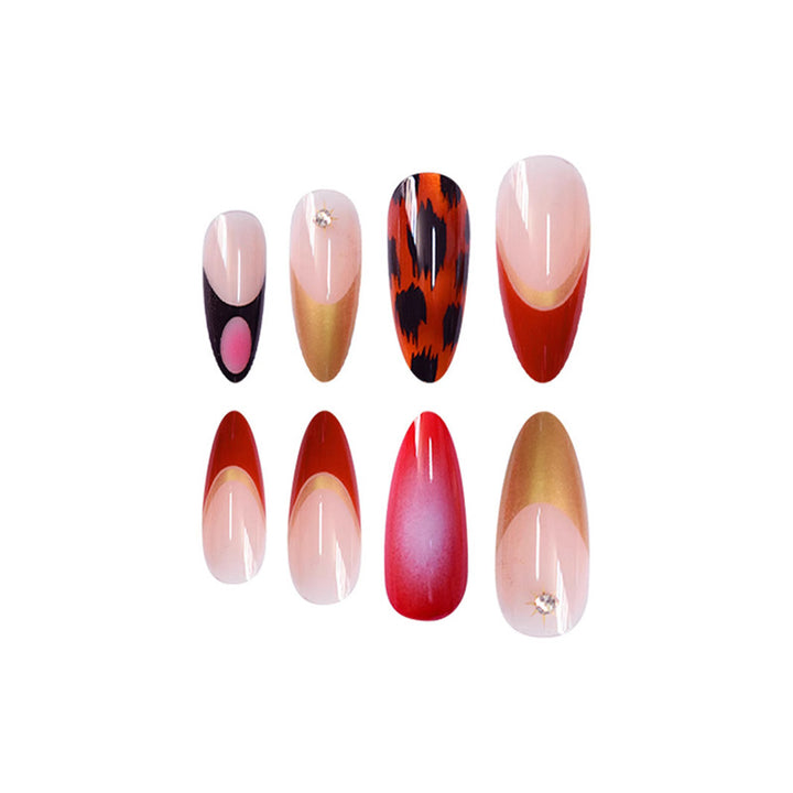 Decorative Stiletto Press-On Nails with Metallic Accents Kalsten