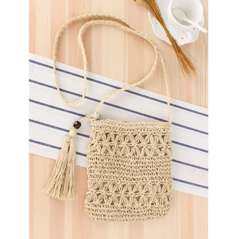 Handbag Made of Hand-Knotted Natural Material with Elegant Tassel Pendant Kalsten