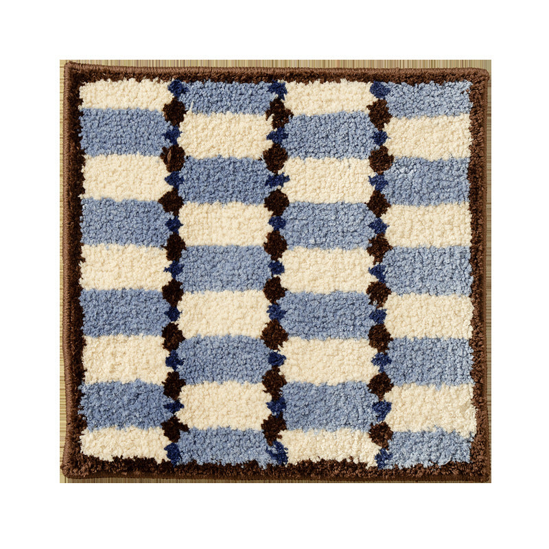 Hand-tufted square bath mat with high pile and non-slip bottom Kalsten