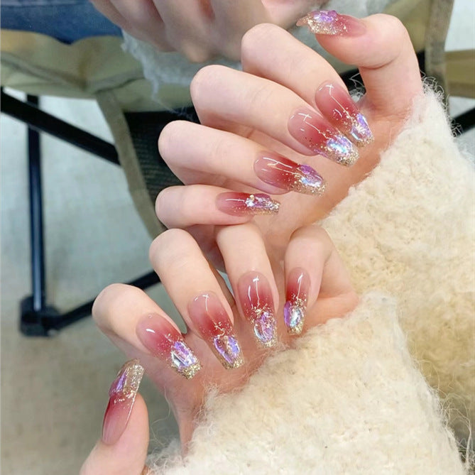 Decorative Acrylic Press-On Nail Set with Glitter and Ombré Finish Kalsten