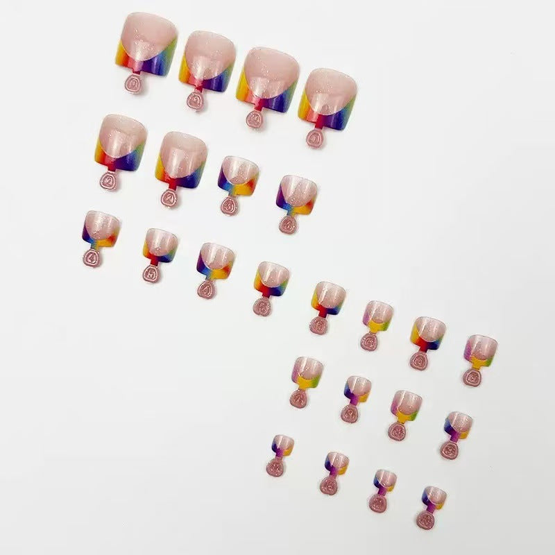 Foot art nail set with creative gradient and shiny accents Kalsten
