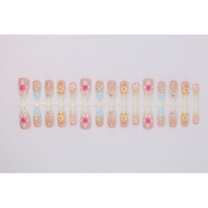 Artistic Floral-Embellished Press-On Nail Art Set Kalsten