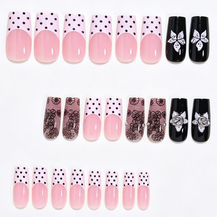 Floral Lace Design Press-On Nail Art Kalsten