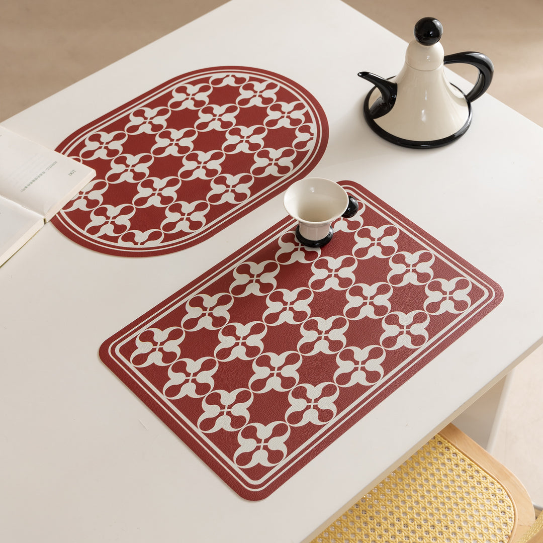 Wipeable retro placemats made of artificial leather with geometric pattern Kalsten