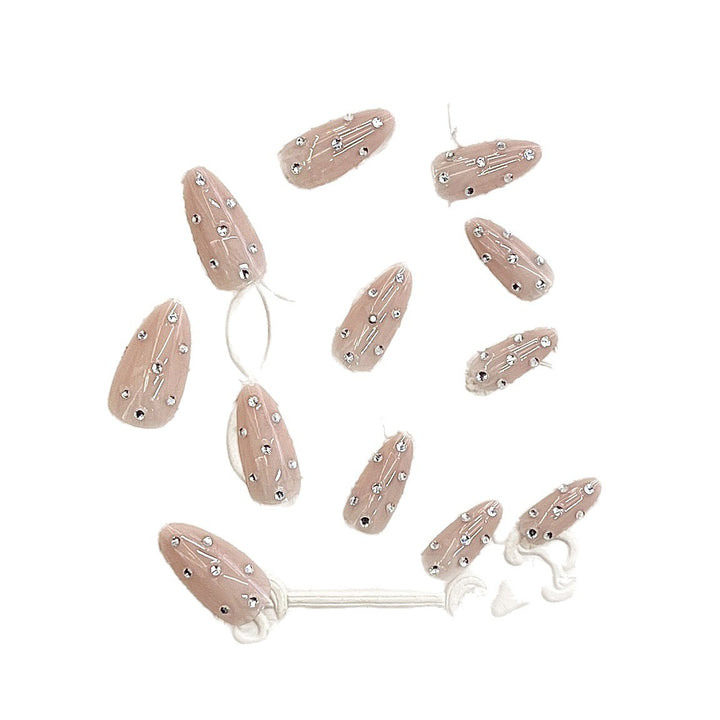 Decorative Stiletto Press-On Nails with Rhinestone Accents Kalsten