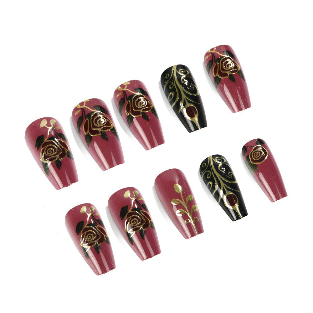 Artificial Nail Set with Floral and Elegant Decorations Kalsten