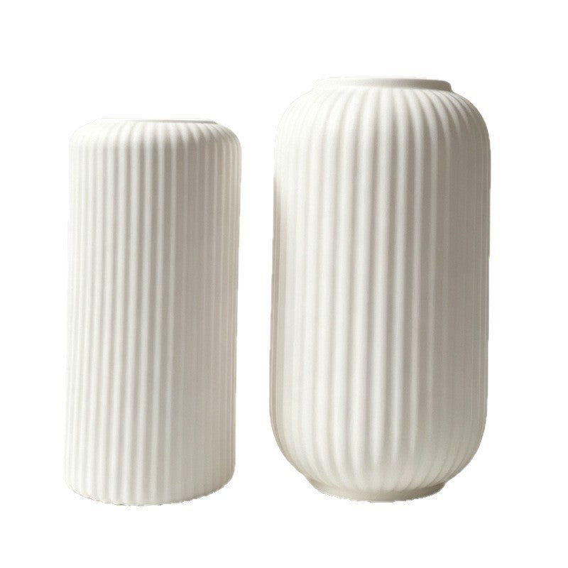 Elegant Ribbed Ceramic Decorative Vase Kalsten
