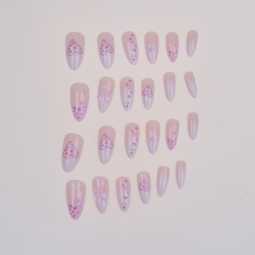 Artistic Heart-Embellished Press-On Nail Set Kalsten