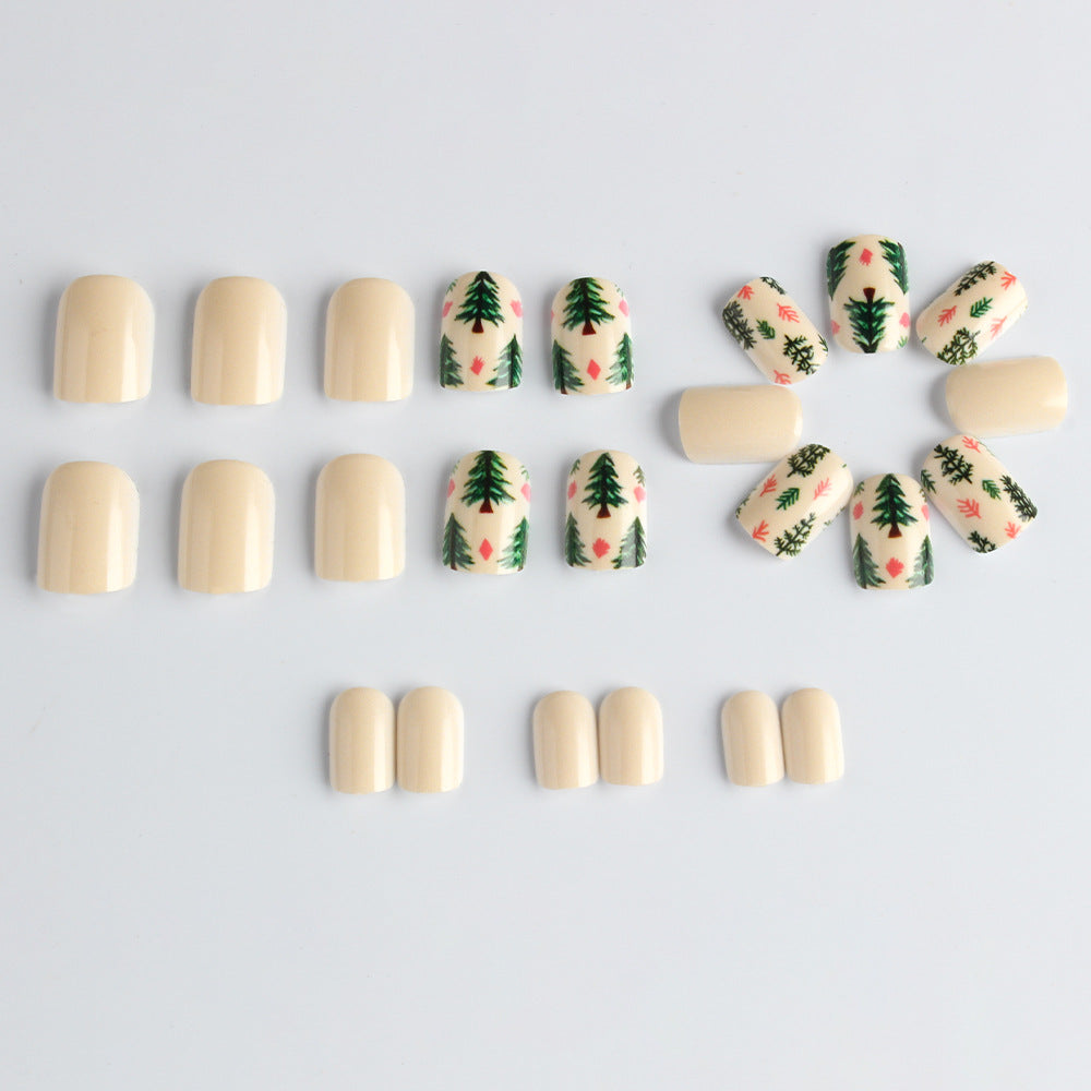 Artistic Press-On Nail Set with Woodland Design Kalsten