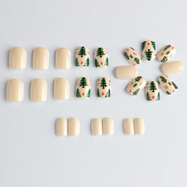 Artistic Press-On Nail Set with Woodland Design Kalsten