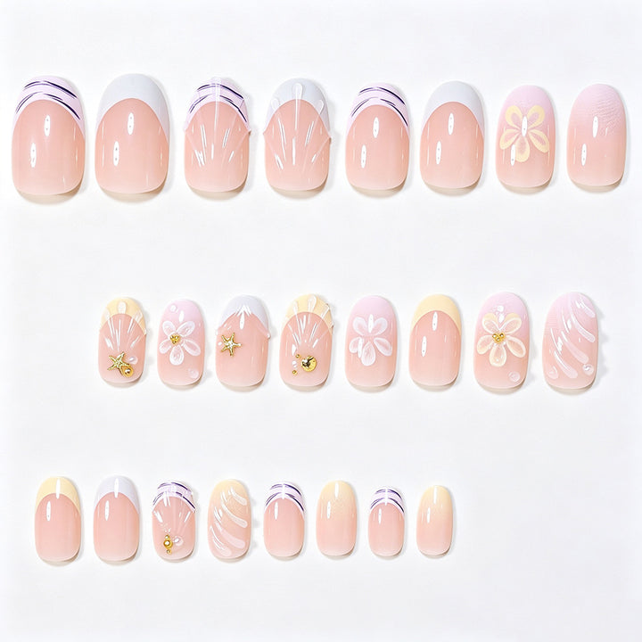 Artistic Floral Gel Nail Extensions Kalsten
