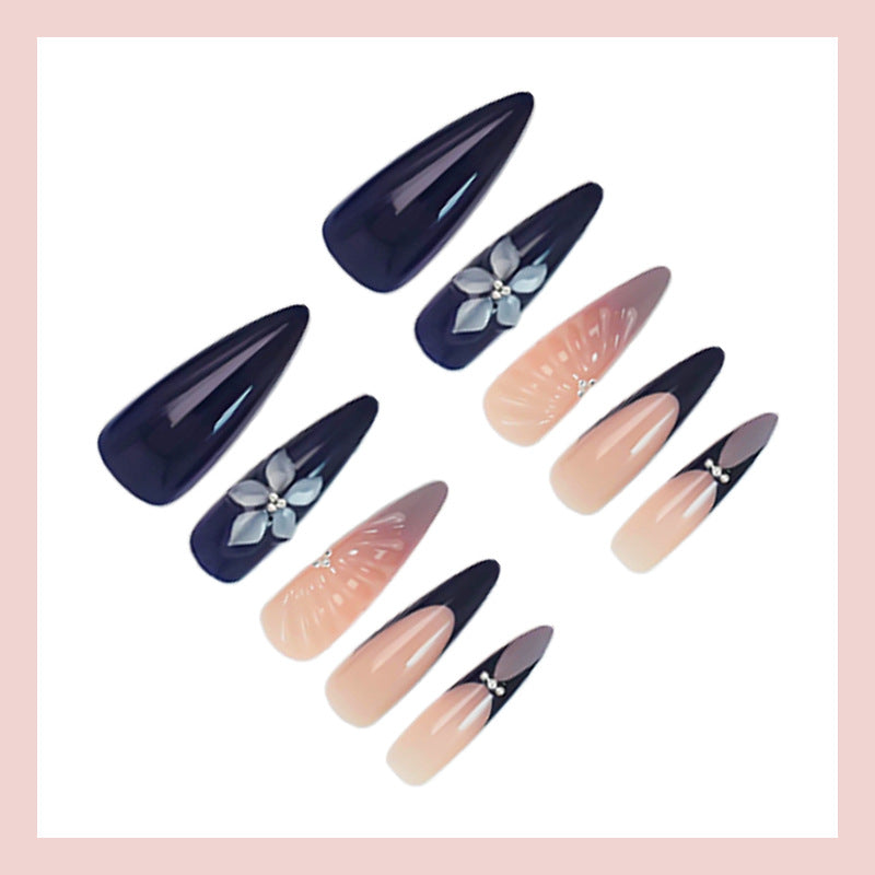 Artificial nail set with elegant floral and ombre designs Kalsten