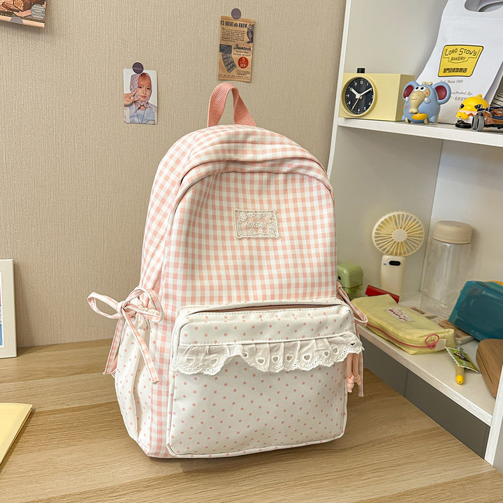 Stylish Gingham Patterned Backpack Kalsten
