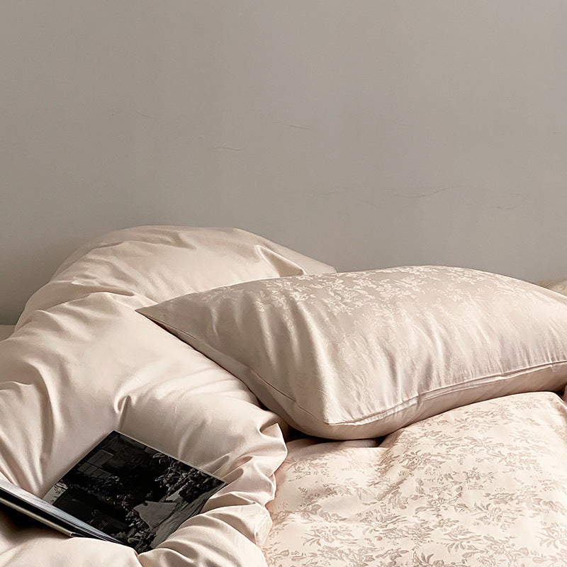 Premium Satin Bed Linen Set with Embossed Monstera Leaf Relief and Wrinkle-Free Finish
