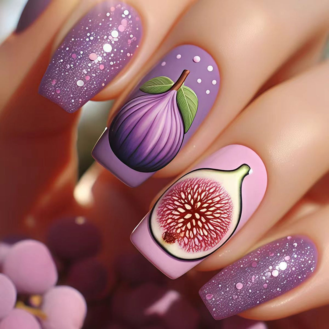 Artificial nails with elegant fig motifs Kalsten