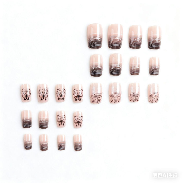 Elegant Butterfly-Themed Press-On Nail Art Kalsten