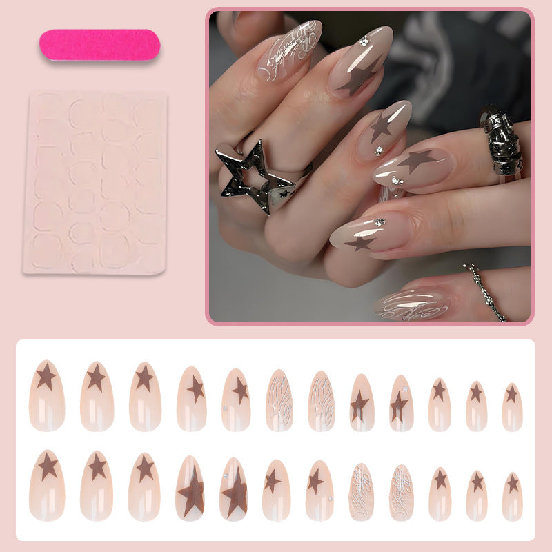 Artificial nail set with elegant star motifs and glitter accents Kalsten