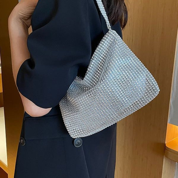 Sequined Rhinestone Shoulder Bag