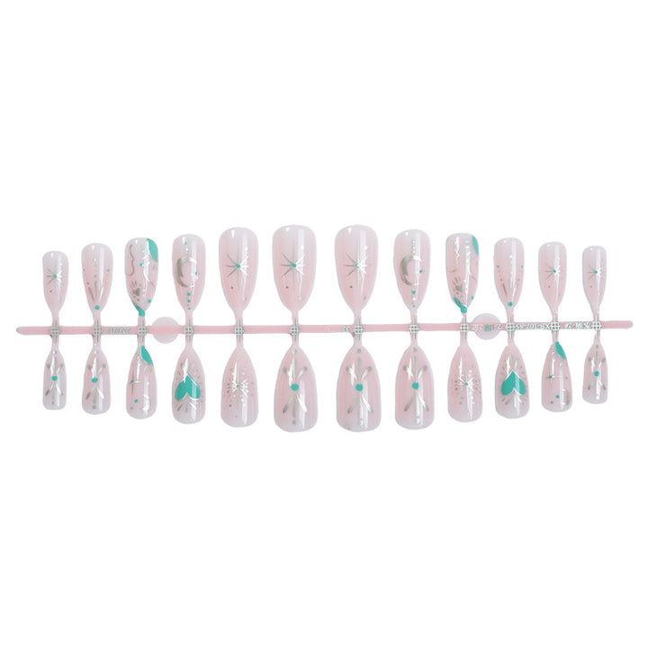 Artistic Press-On Nail Set with Stylish Floral and Gem Designs kalsten
