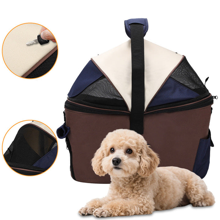 collapsible breathable soft pet carrier bag with mesh canopy and exterior pockets Kalsten