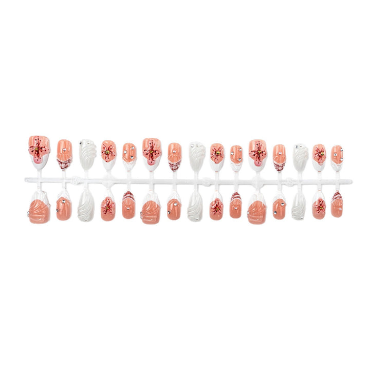 Artificial nails with handcrafted flower and glitter elements Kalsten