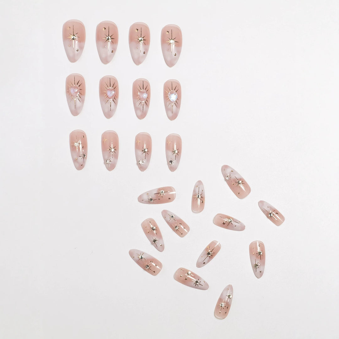 Artistic Star-Embellished Press-On Nail Set Kalsten