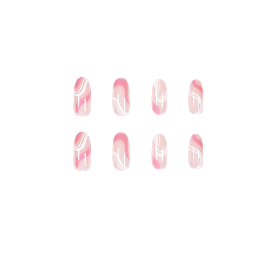 Artistic Nail Extensions with Modern Wave Pattern Kalsten