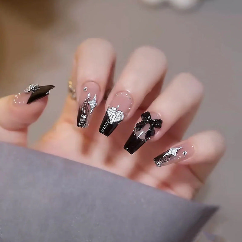 Acrylic nail set with glamorous 3D decorations and noble accents Kalsten