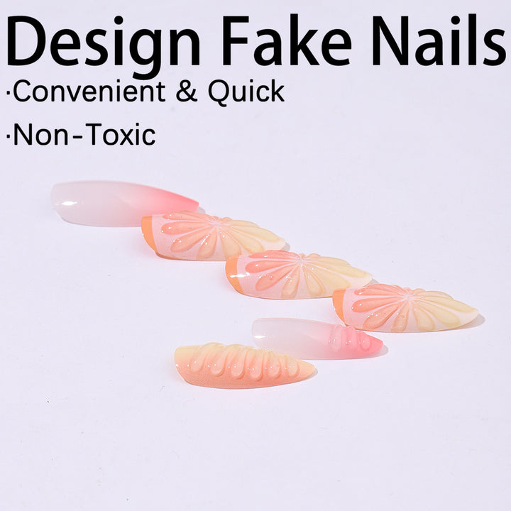 Creative nail set with subtle ombre effects and elegant decorative elements Kalsten