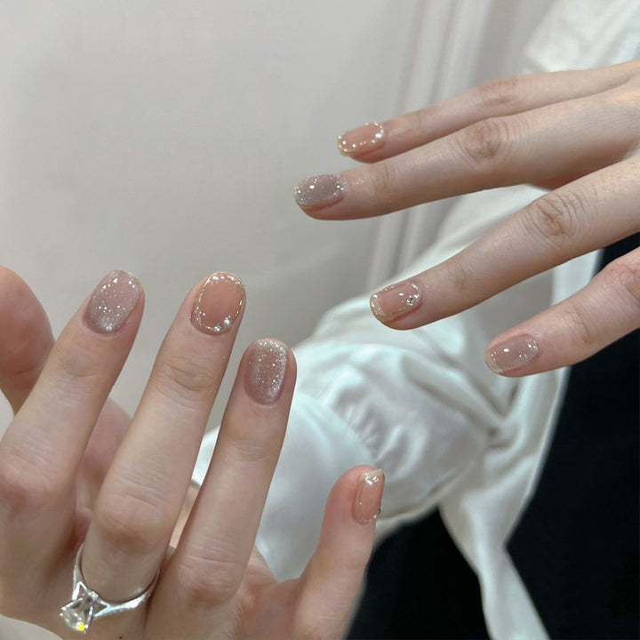Artistic Press-On Nail Set with Glittery Star Accents Kalsten