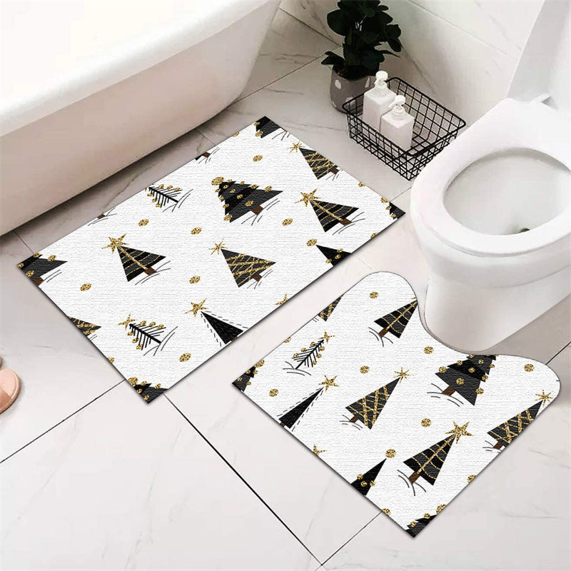 Festive Holiday-Themed Bathroom Mat Set