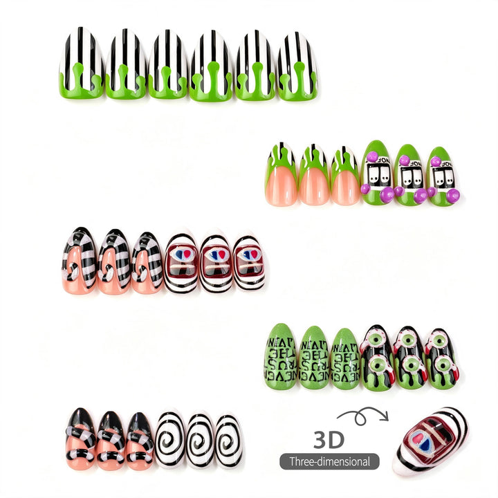 Spooky Themed Press-On Nail Art Set