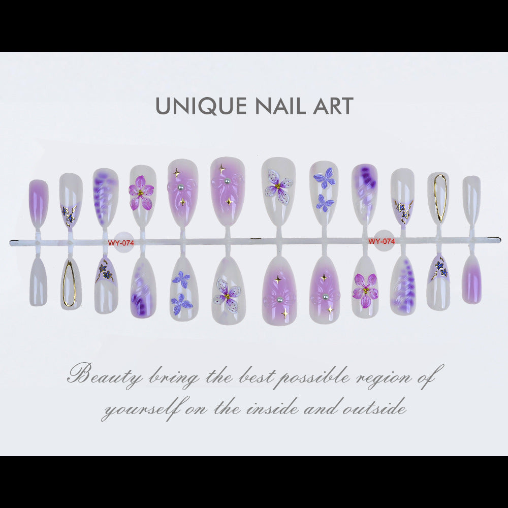 Artistic Floral-Embellished Press-On Nails Kalsten