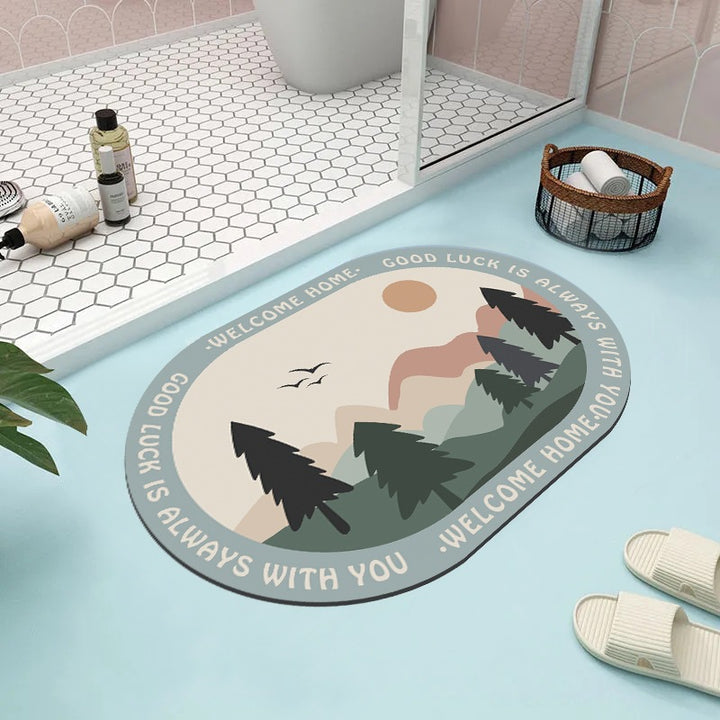 Abstract Floral Bathroom Mat