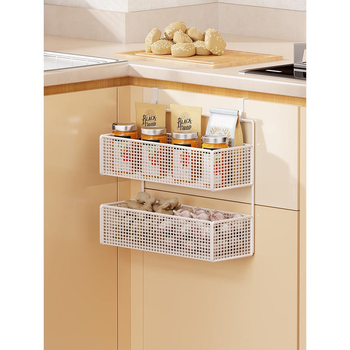 Over-Cabinet Three-Tier Mesh Hanging Pantry Organizer with Removable Baskets