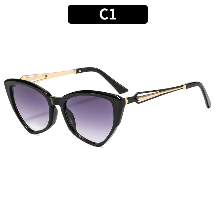 Cat-Eye Fashion Sunglasses with Elegant Metal Accents